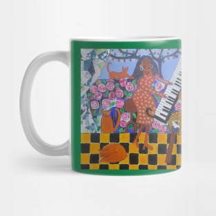 The exotic Pianist and her colourful Cats Mug